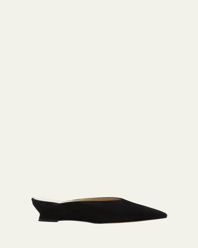 Suede Micro-Wedge Ballerina Mules